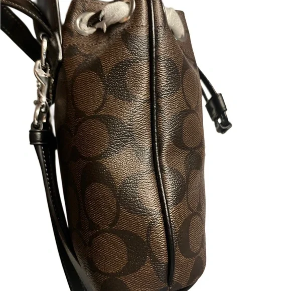Coach Black Backpack with Signature Design and Drawstring Closure - Picture 8 of 11